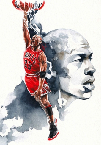 Michael Jordan acuarela