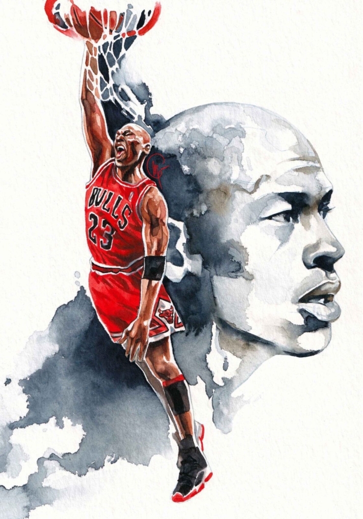 Michael Jordan acuarela