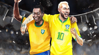 neymar y pelé acuarela