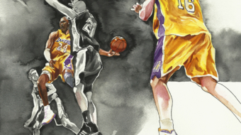 Pau Gasol y Kobe Bryant acuarela