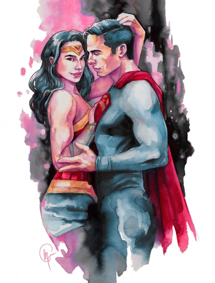 Superman y WonderWoman lámina