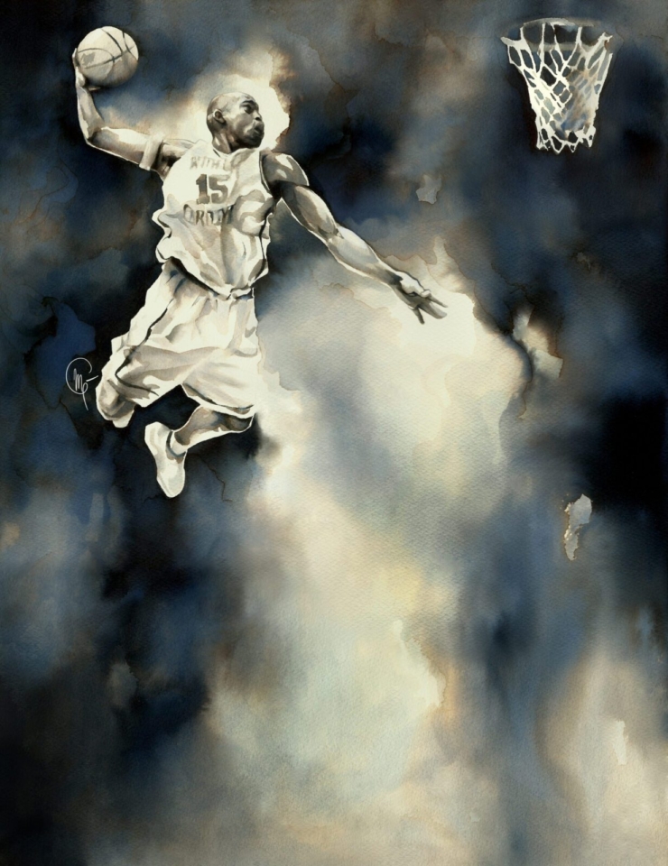 Vince Carter ilustración acuarela