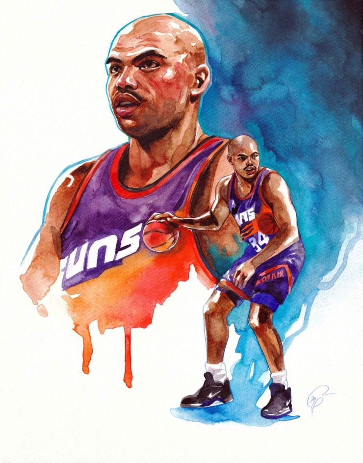 Charles Barkley Acuarela