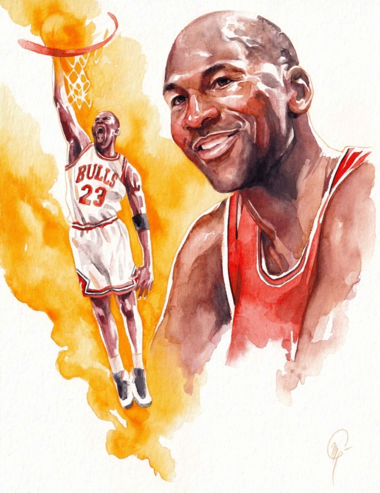 Michael Jordan Moderats Watercolor